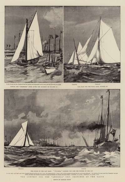 The Contest for the America Cup, Sketches at the Races by Charles Edward Dixon